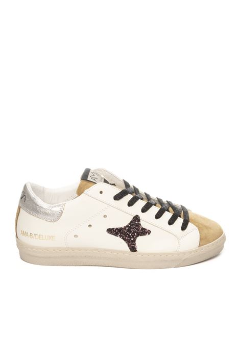 White/beige glitter logo sneaker AMA BRAND DELUXE | 2902SNK-BIA/BEIGE